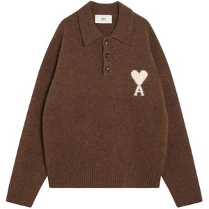 Ami Paris, Heren, Truien, Bruin, Maat: L Polyamide,