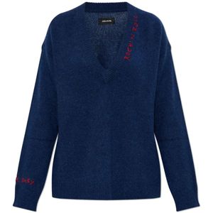 Zadig & Voltaire, Dames, Truien, Blauw, Maat: M Kasjmier,