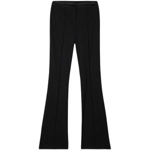 Oltre, Dames, Broeken, Zwart, Maat: S Satijn,