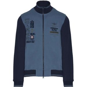 Aeronautica Militare, Heren, Sweatshirts & Hoodies, Blauw, Maat: 2XL Katoen,