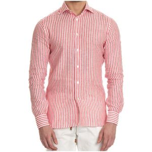 Borriello Napoli, Heren, Overhemden, Rood, Maat: XL Linnen,