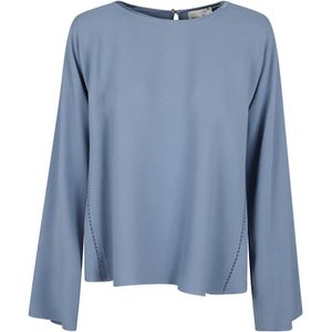 Forte Forte, Dames, Blouses & Shirts, Blauw, Maat: S Satijn,