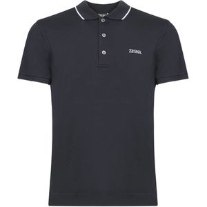 Zegna, Heren, Tops, Blauw, Maat: M Katoen,