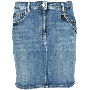 Love Moschino, Dames, Rokken, Blauw, Maat: S Denim,