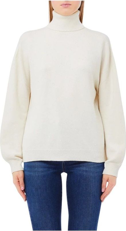 Liu Jo - Gesloten Trui - Wit - Dames - Elegante Met Fonkelende Details