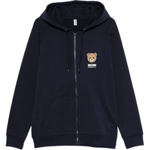 Moschino, Heren, Sweatshirts & Hoodies, Blauw, Maat: S Katoen,
