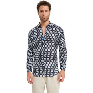 Peninsula, Heren, Overhemden, Blauw, Maat: S Linnen,