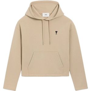 Ami Paris, Dames, Sweatshirts & Hoodies, Beige, Maat: 2XS Katoen,