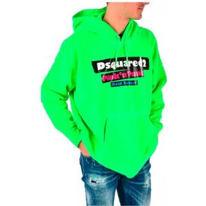 Dsquared2, Heren, Sweatshirts & Hoodies, Groen, Maat: XL Katoen,