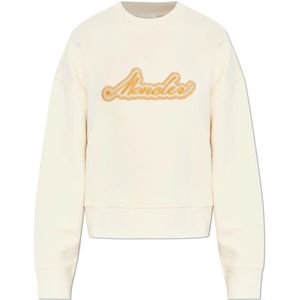 Moncler, Dames, Sweatshirts & Hoodies, Beige, Maat: XS Katoen,