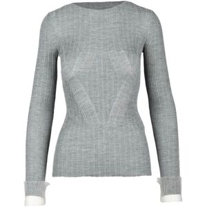Sportmax, Dames, Truien, Grijs, Maat: XL Wol,
