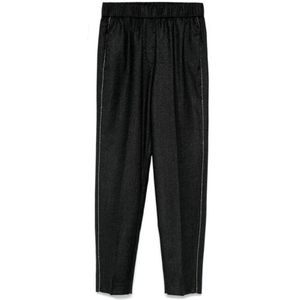 Peserico, Dames, Broeken, Grijs, Maat: L Wol,