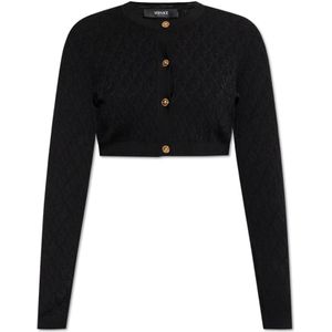 Versace, Dames, Truien, Zwart, Maat: S Leer,