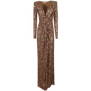 Elisabetta Franchi, Dames, Jurken, Geel, Maat: M Jersey,