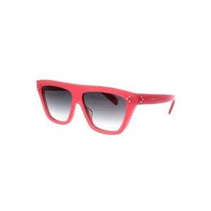 Celine Vierkante zonnebril in framboosrood met verloopgrijze lenzen , Red , Dames , Maat: 58 MM