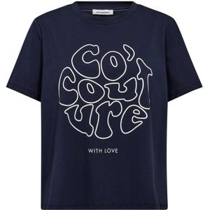 Co'Couture, Dames, Tops, Blauw, Maat: L Katoen,