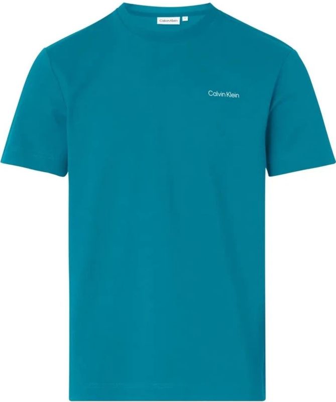 Calvin Klein - Micro Logo Interlock T-Shirt - Blauw - Katoen