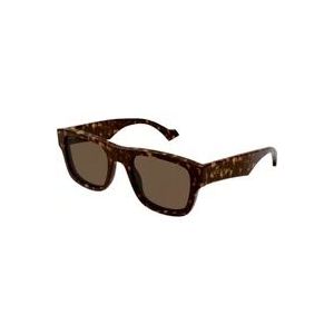 Gucci Vierkante zonnebril Havana Tortoise Style Gg1427S , Brown , unisex , Maat: M