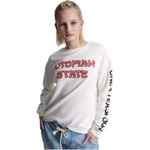 One Teaspoon, Dames, Sweatshirts & Hoodies, Wit, Maat: 2XS Katoen,