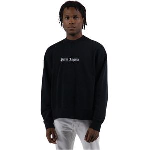 Palm Angels, Heren, Sweatshirts & Hoodies, Zwart, Maat: L Katoen,