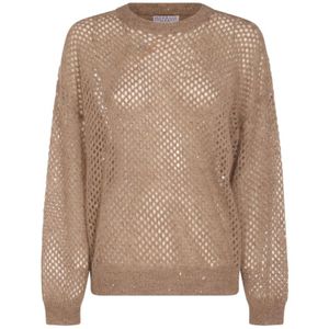 Brunello Cucinelli, Dames, Truien, Bruin, Maat: XL