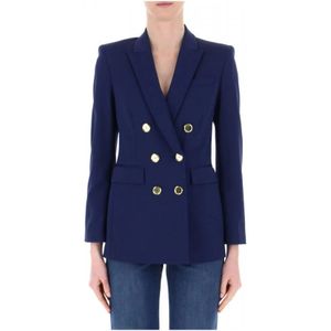 Pinko, Dames, Jassen, Blauw, Maat: L Leer,