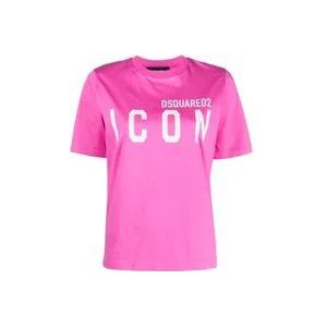 Dsquared2 I Logo-Print T-Shirt in Fuchsia Roze , Pink , Dames , Maat: S