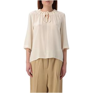 Liviana Conti, Dames, Blouses & Shirts, Beige, Maat: M Katoen,