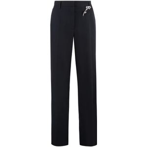 Prada, Dames, Broeken, Blauw, Maat: S Wol,