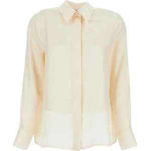 Fendi, Dames, Blouses & Shirts, Beige, Maat: 2XS Zijde,