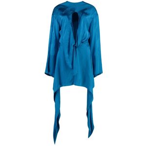 The Attico, Dames, Jurken, Blauw, Maat: 2XS Zijde,