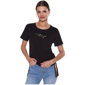 Liu Jo, Dames, Tops, Zwart, Maat: 2XS Katoen,