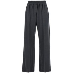 Brunello Cucinelli, Dames, Broeken, Grijs, Maat: XS Wol,