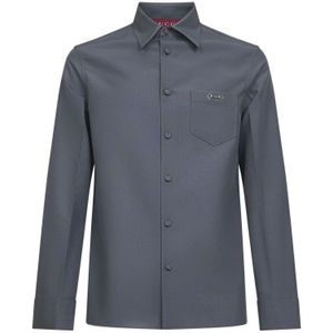 Gucci, Heren, Overhemden, Grijs, Maat: M Poliester,