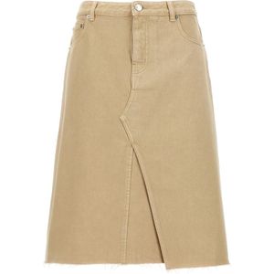 Tory Burch, Dames, Rokken, Beige, Maat: 2XS Katoen,