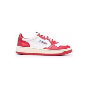 Autry Witte Leren Lage Sneakers , Red , Heren , Maat: 39 EU