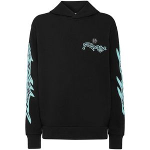Philipp Plein, Heren, Sweatshirts & Hoodies, Zwart, Maat: M Katoen,