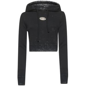 Diesel - F-Slimmy-Hood-P5 - Cropped Hoodie - Zwart - Katoen