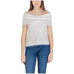 Only - Witte Boat Neck - Gebreide Trui - Dames - Katoen