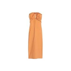 Jacquemus Gestructureerde Midi Jurk met Open Rug , Orange , Dames , Maat: M