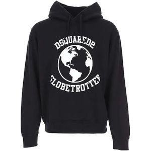 Dsquared2, Heren, Sweatshirts & Hoodies, Zwart, Maat: L Katoen,