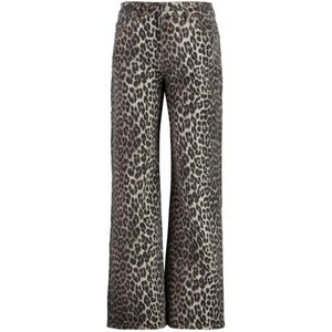 Ganni Leopard Print Straight-Leg Jeans , Multicolor , Dames , Maat: W26