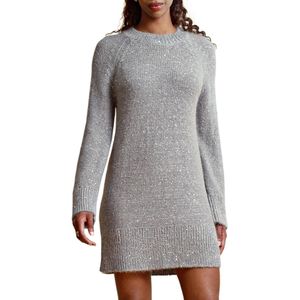 BY Timo, Dames, Jurken, Grijs, Maat: M Nylon,