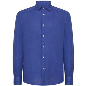 Peuterey, Heren, Overhemden, Blauw, Maat: XL Linnen,