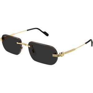 Cartier - Zonnebril - Goud - Randloos Rechthoekig - Grijze Glazen