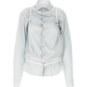 Maison Margiela, Dames, Blouses & Shirts, Blauw, Maat: M Katoen,