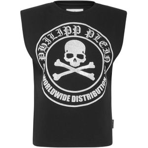 Philipp Plein, Dames, Tops, Zwart, Maat: M Katoen,