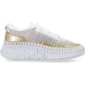 Chloé Witte Gouden Sneakers Nama Ss25 , Multicolor , Dames , Maat: 39 EU