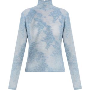 Ganni, Dames, Tops, Blauw, Maat: S Wol,