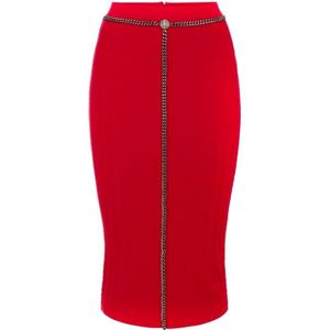 Elisabetta Franchi, Dames, Rokken, Rood, Maat: L Viscose,